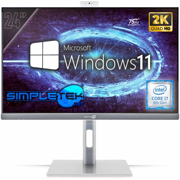 ALL IN ONE 24" 2K 75Hz i7 8°GEN WINDOWS 10 AIO COMPUTER GAMING RENDER VESA PC