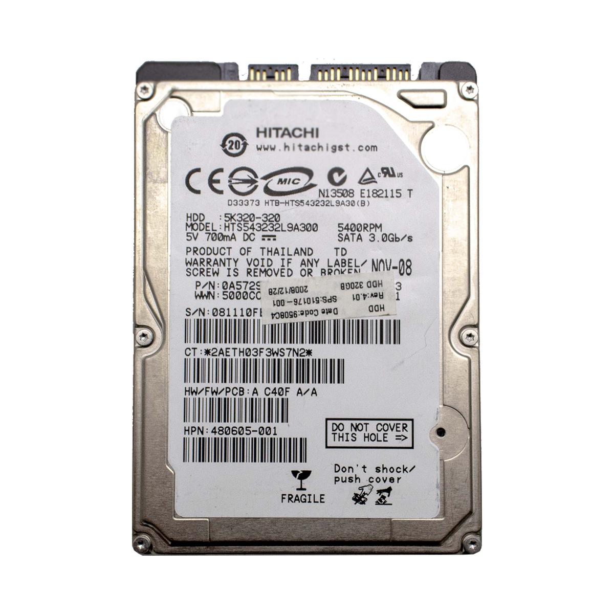 HITACHI Hts543232l9a300 Hard Disk 320gb SATA 2,5 " Internal Noteboo Refurbished - Picture 1 of 3