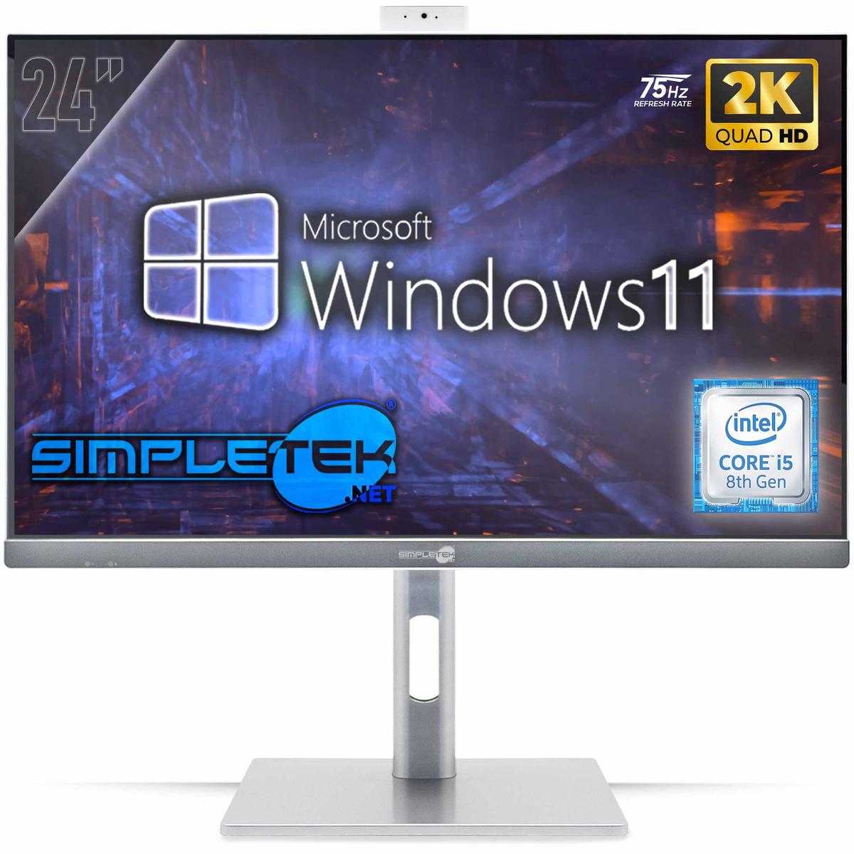 All IN One 24 " 2K 75Hz i5 8° Gen Win 11 RAM 8GB SSD 120GB Gaming Render' Vesa