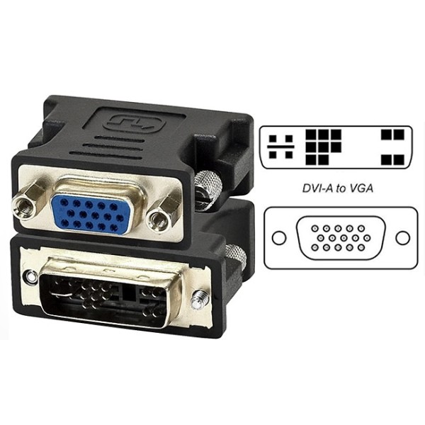 CONVERTITORE ADATTATORE DVI -A 12+5 PIN MALE TO VGA 15 PIN FEMALE NERO