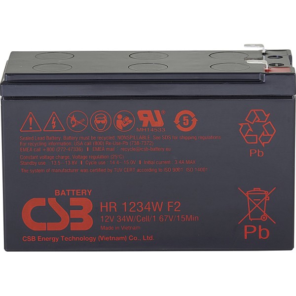 CSB BATTERIA RICARIBILE AL PIOMBO HR1234WF2 HR1234W 12V 9Ah 34W PER UPS DVR