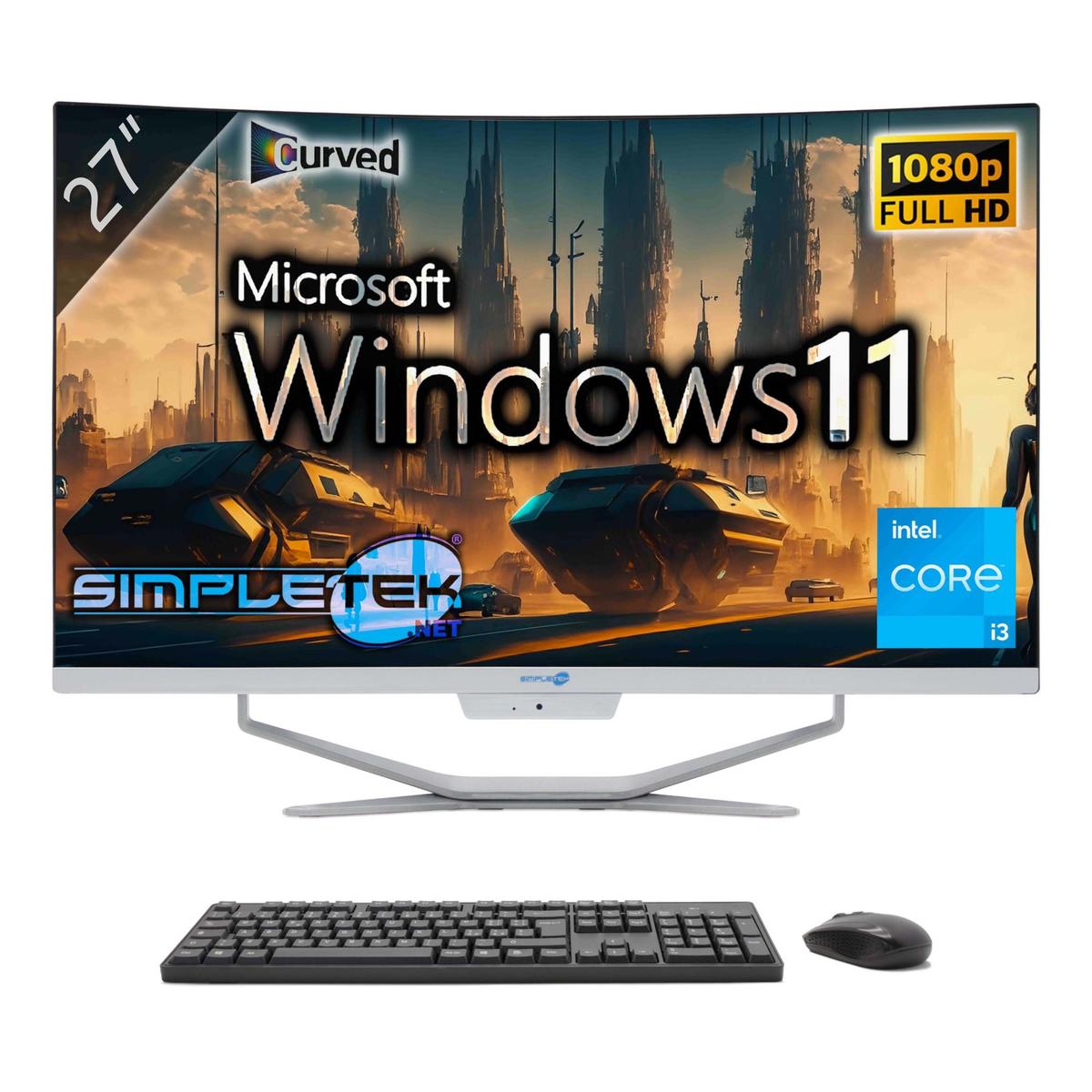 Aio Tout en Un i3 2.9GHz 27 " Courbe 16GB 480GB WIN11 Ordinateur Personnel PC
