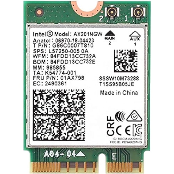 INTEL AX201NGW 01AX797 L57248-001 MODULO M.2 2230 WIFI 6 DUAL BAND BT 5.0 PCIe