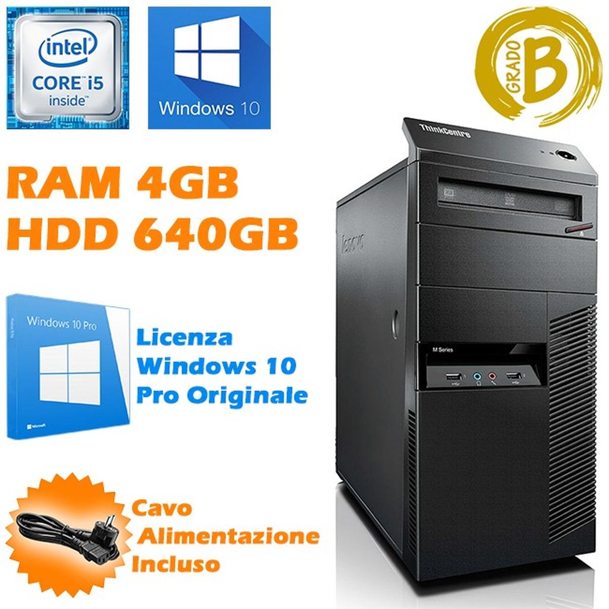 PC Computer Desktop Fixed Tower Lenovo M90P I5 4GB 640GB RS232 Serial