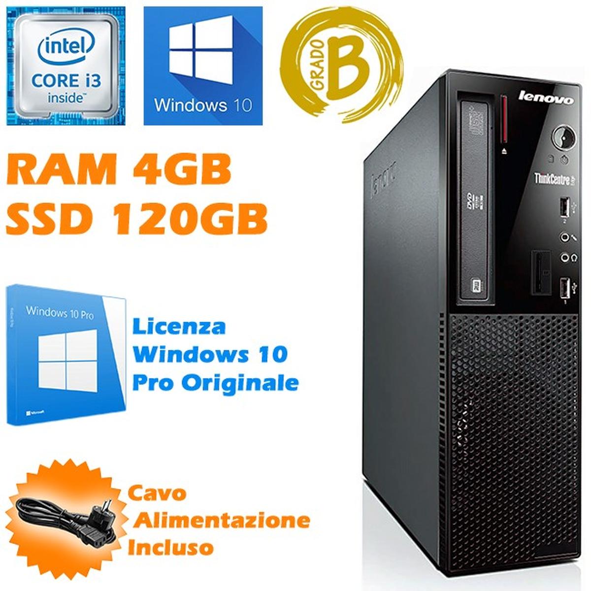 PC Desktop Computer Lenovo Edge 72 I3 3220 4GB SSD 120GB Windows 10 pro Kit