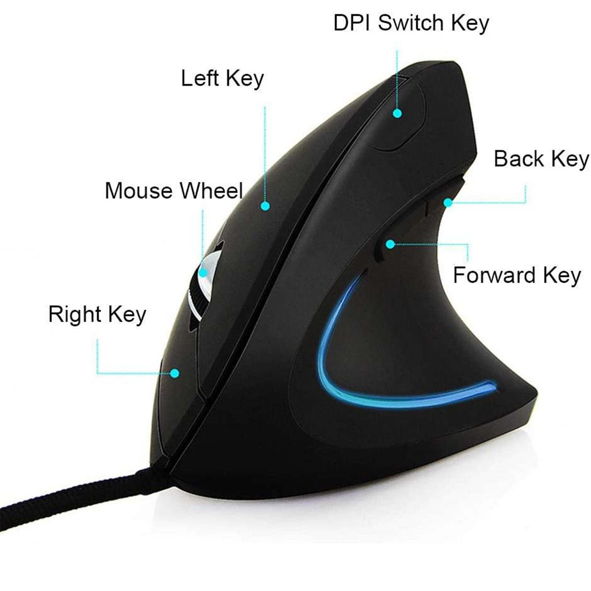 Mouse Vertical Wired Ergonomic With Cable 6D Wired LED Mens Game/Office - Picture 4 of 7