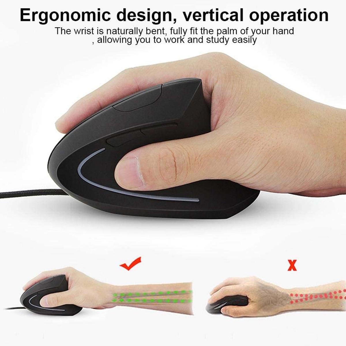 Mouse Vertical Wired Ergonomic With Cable 6D Wired LED Mens Game/Office - Picture 5 of 7
