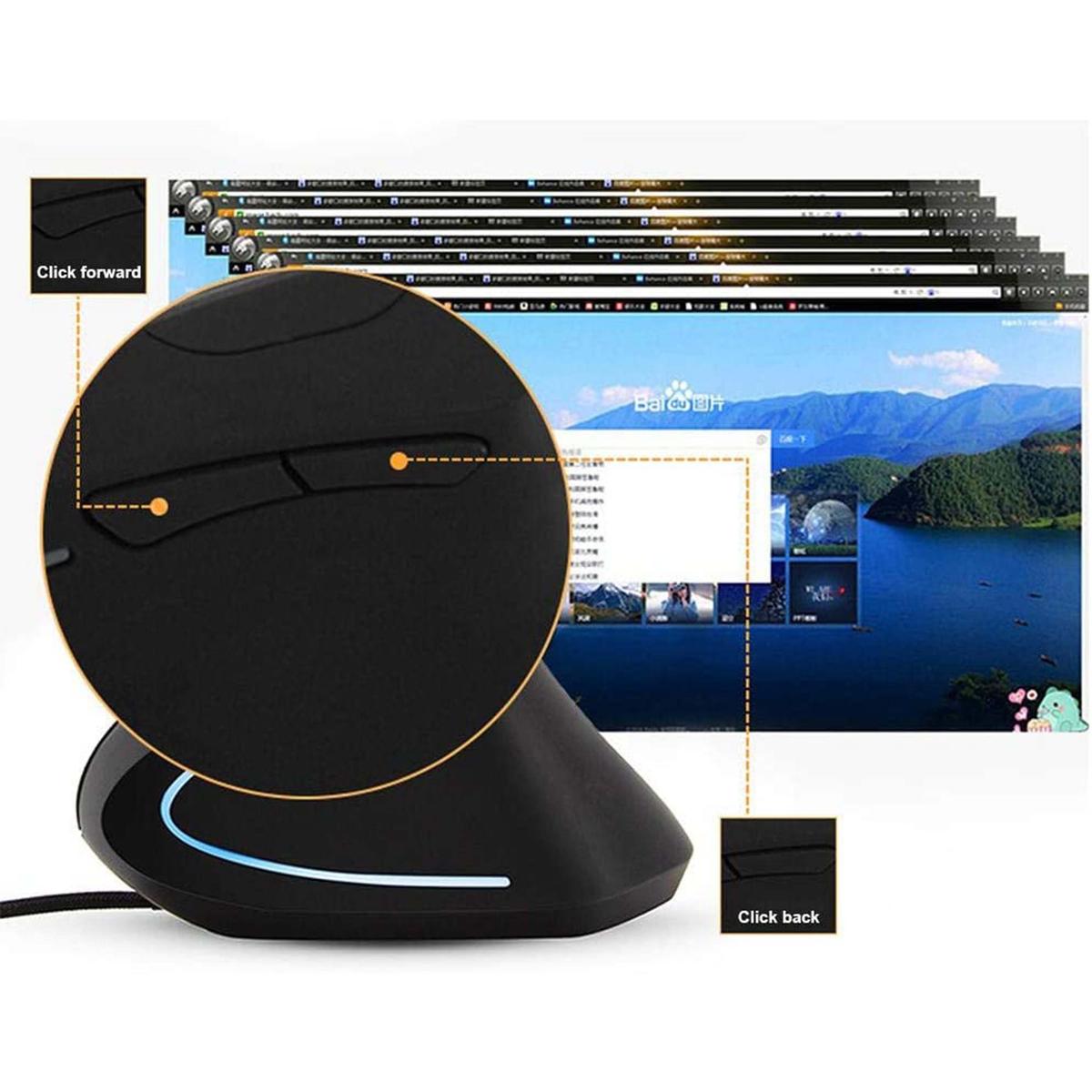 Mouse Vertical Wired Ergonomic With Cable 6D Wired LED Mens Game/Office - Picture 6 of 7