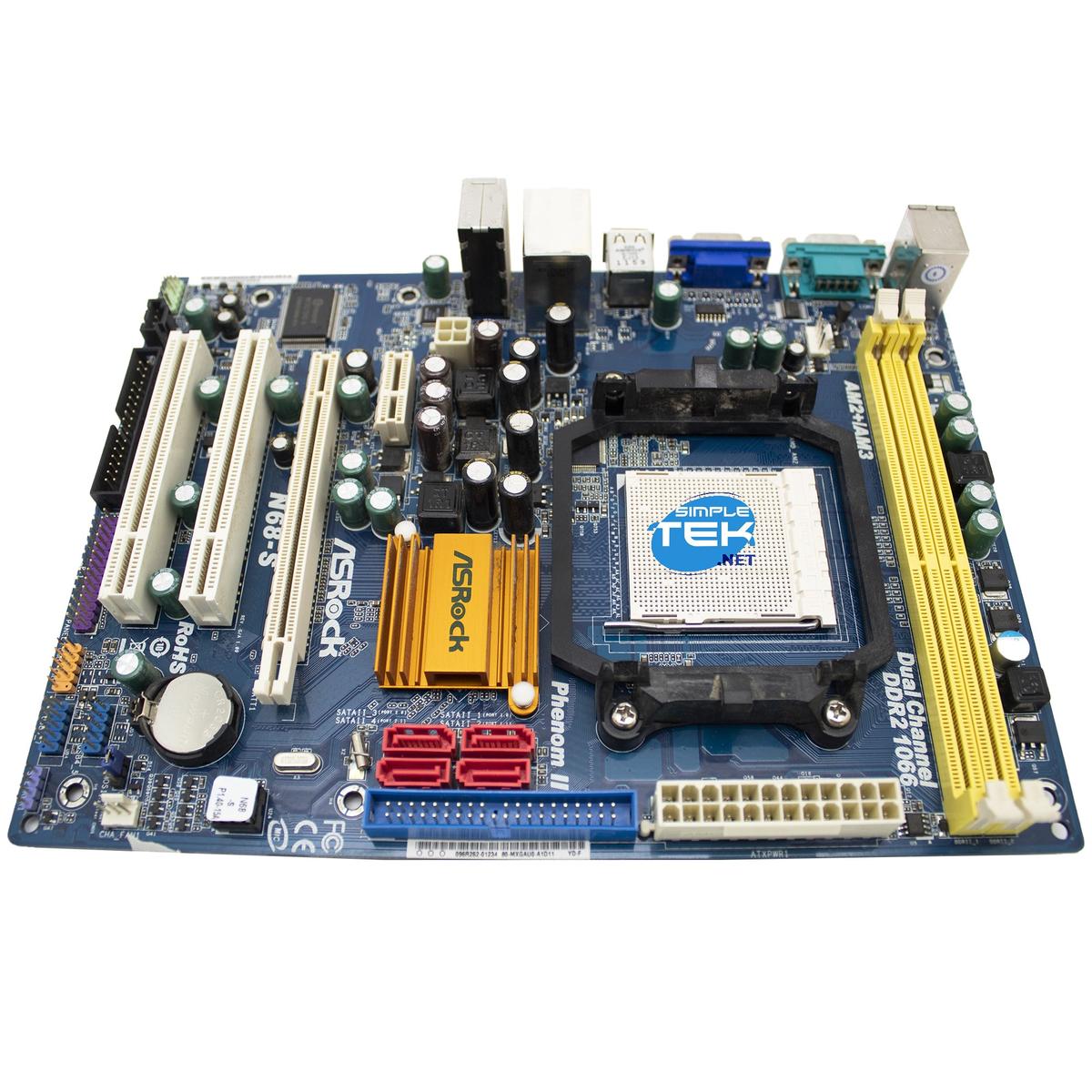 Asrock N68-S Placa Base Micro-ATX AM2 AM2+ AM3 DDR2 RS232 Serial Reacondicionado - Imagen 2 de 7