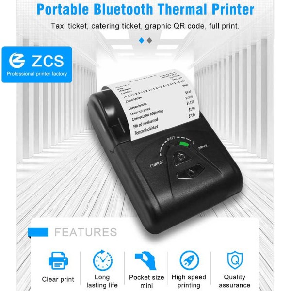 ZCS103 STAMPANTE TERMICA BLUETOOTH USB 58MM POS QR SCONTRINI RICEVUTE