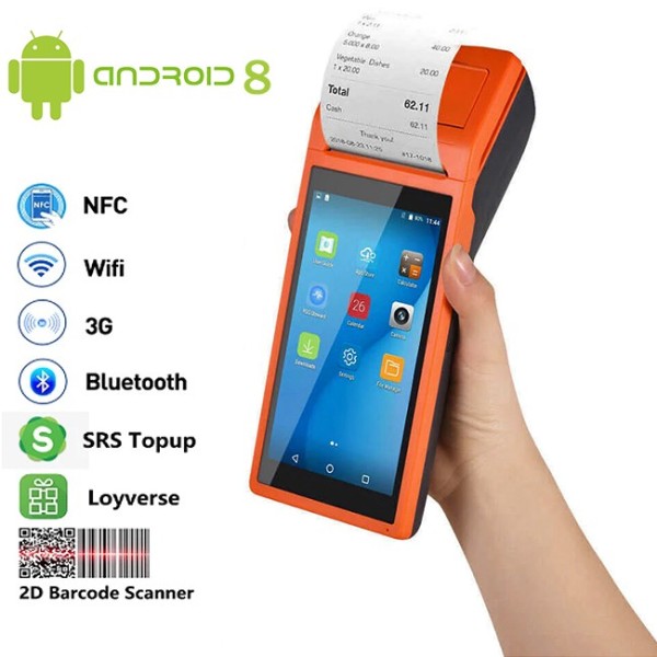 TERMINALE POS STAMPANTE RICEVUTE  5,5" ANDROID TOUCH SCREEN WIFI BLUETOOTH