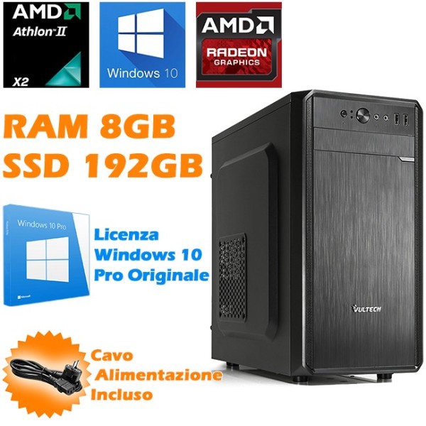 PC DESKTOP ASSEMBLATO AMD ATHLON RAM 8GB SSD 192GB AMD RADEON WIN 10