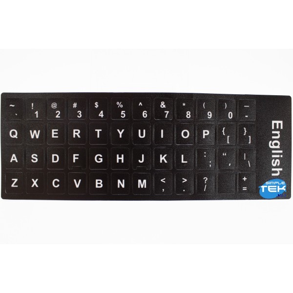 ADESIVI TASTIERA NERI LAYOUT QWERTY UK INGLESE ENG LETTERE NOTEBOOK PC NERO