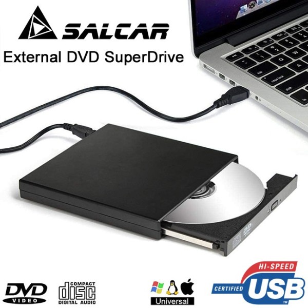 CD DVD UNITA' OTTICA ESTERNA PORTATILE LETTORE MASTERIZZATORE USB 2.0