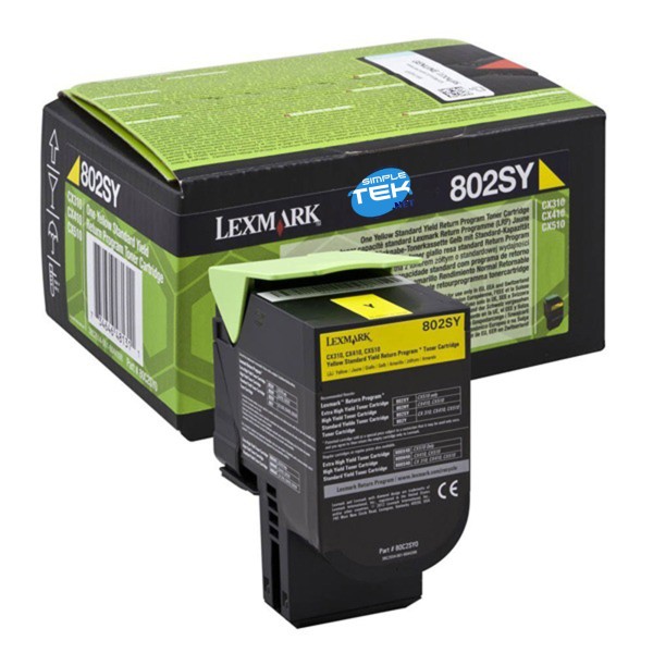 LEXMARK 802SYE TONER ORIGINALE GIALLO PER CX310 CX410 CX510 310DN 310N 410DE