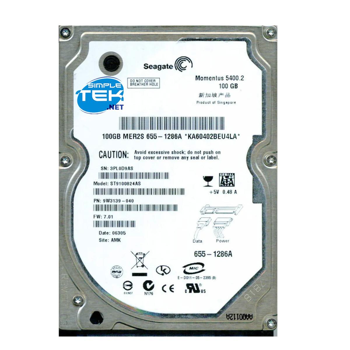 Seagate ST9100824AS 100GB HDD 2,5 " SATA Hard Disk Disc Notebook Aio Laptop PC, - Picture 2 of 4