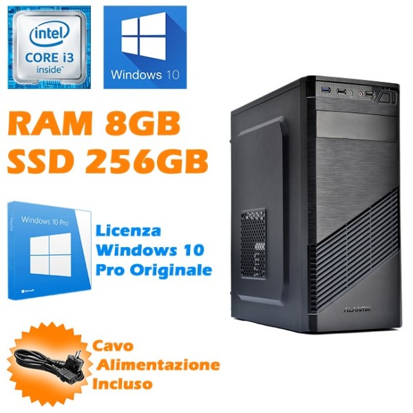 PC COMPUTER DESKTOP ASSEMBLATO I3 8100 8GB SSD 256GB WINDOWS 10 PRO