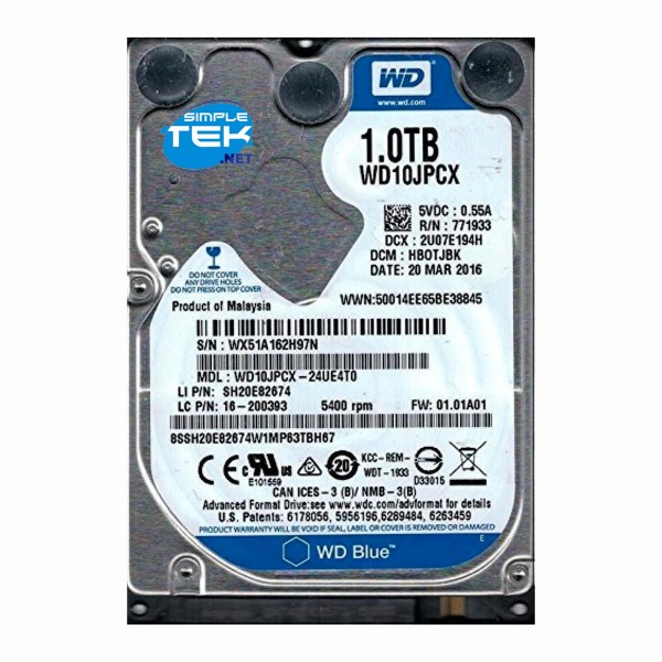 WD WD10JPCX HARD DISK 1TB SATA 2,5" INTERNO NOTEBOOK LAPTOP PC 1000GB HDD DISCO