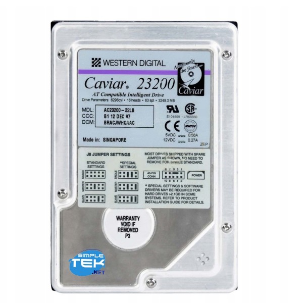 WD 23200 3,2GB 3,5" HARD DISK HDD IDE PATA EIDE WINDOWS 95 98 2000 XP