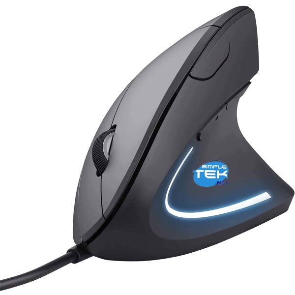 MOUSE VERTICALE TRUST USB CABLATO RGB LED ERGONOMICO 1000/1600DPI ANTI FATICA