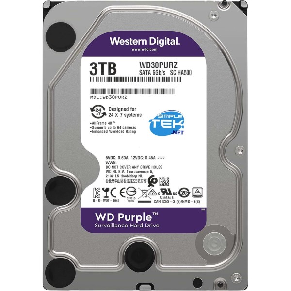 WD PURPLE WD30PURX 24X7 RELIABILITY HARD DISK HDD 3,5" SATA 3TB 3000GB DVR NAS