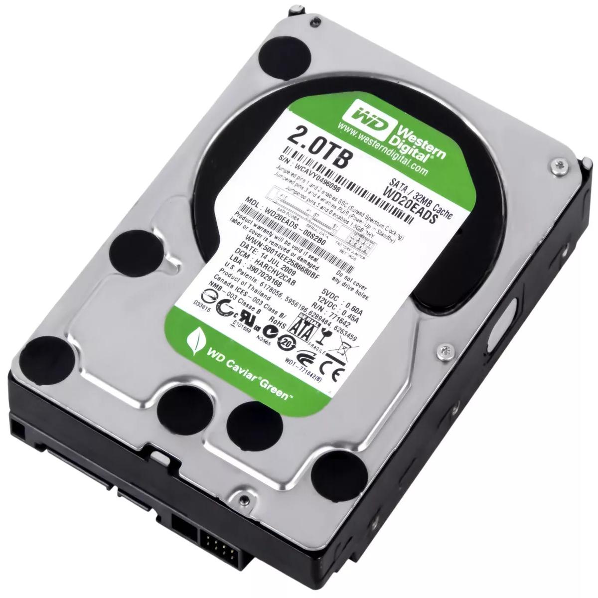 WD Vert 2TB 3,5 " SATA Disque Dur HDD Ordinateur Fixe DVR Nas Réseau - Picture 4 of 5