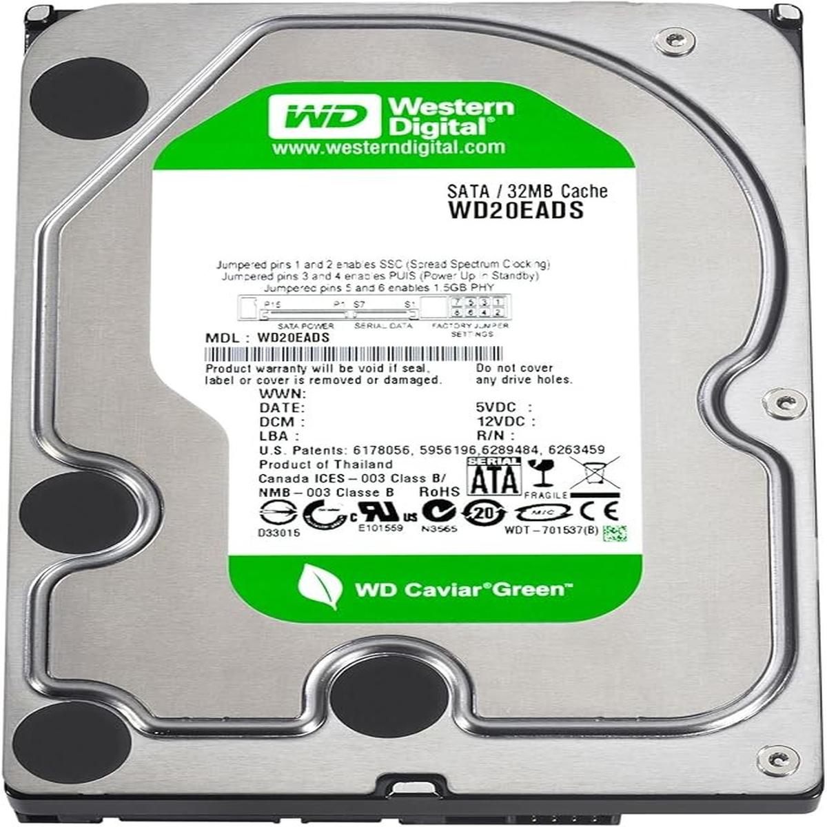WD Vert 2TB 3,5 " SATA Disque Dur HDD Ordinateur Fixe DVR Nas Réseau - Picture 2 of 5