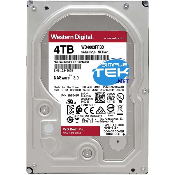 WESTERN DIGITAL WD RED PRO NAS HARD DRIVER 4TB WD4003FFBX