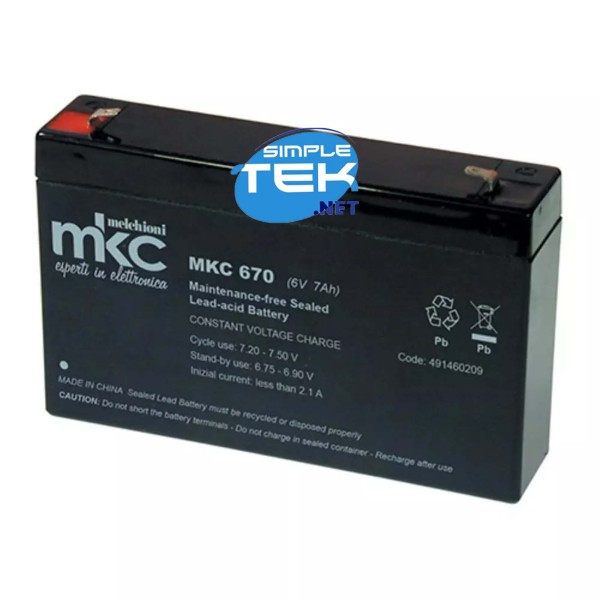 MKC BATTERIA AL PIOMBO 6V 7Ah 150 X 95 X 33 MM FASTOM 4,8MM UPS EMERGENZA BICI