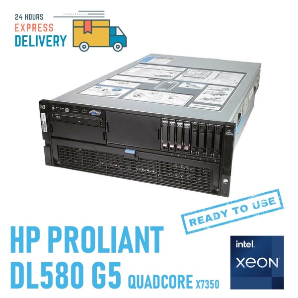 SERVER HP PROLIANT DL580 G5 QUAD CORE XEON X7350 CPU 16 CORE RAM 128GB 548GB SAS