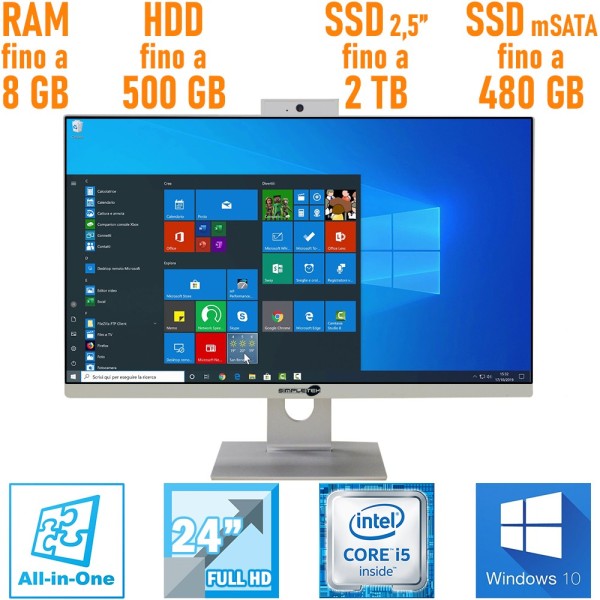 PC COMPUTER DESKTOP AIO ALL IN ONE 24" FHD I5 4200M WIFI WINDOWS 10 PRO