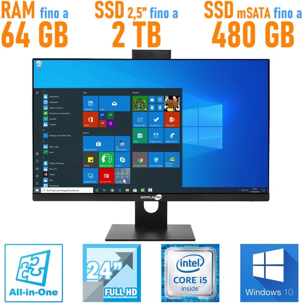 COMPUTER DESKTOP AIO ALL IN ONE 24" FULL HD I5 6400 WIFI WINDOWS 10 PRO