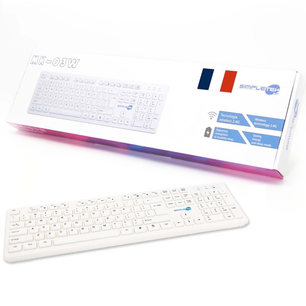 KIT MOUSE E TASTIERA WIRELESS LAYOUT FRANCESE FR BIANCA KIT SET M&K AZERTY