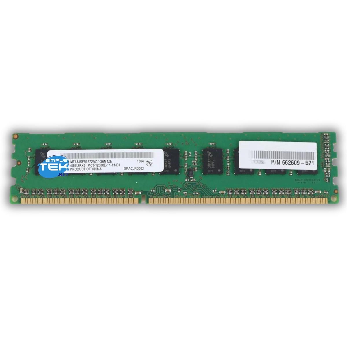 Micron DDR3 ECC Dimm 4GB 1600MHZ RAM MT18JSF51272AZ-1G6M1ZE PC3-12800E Servers
