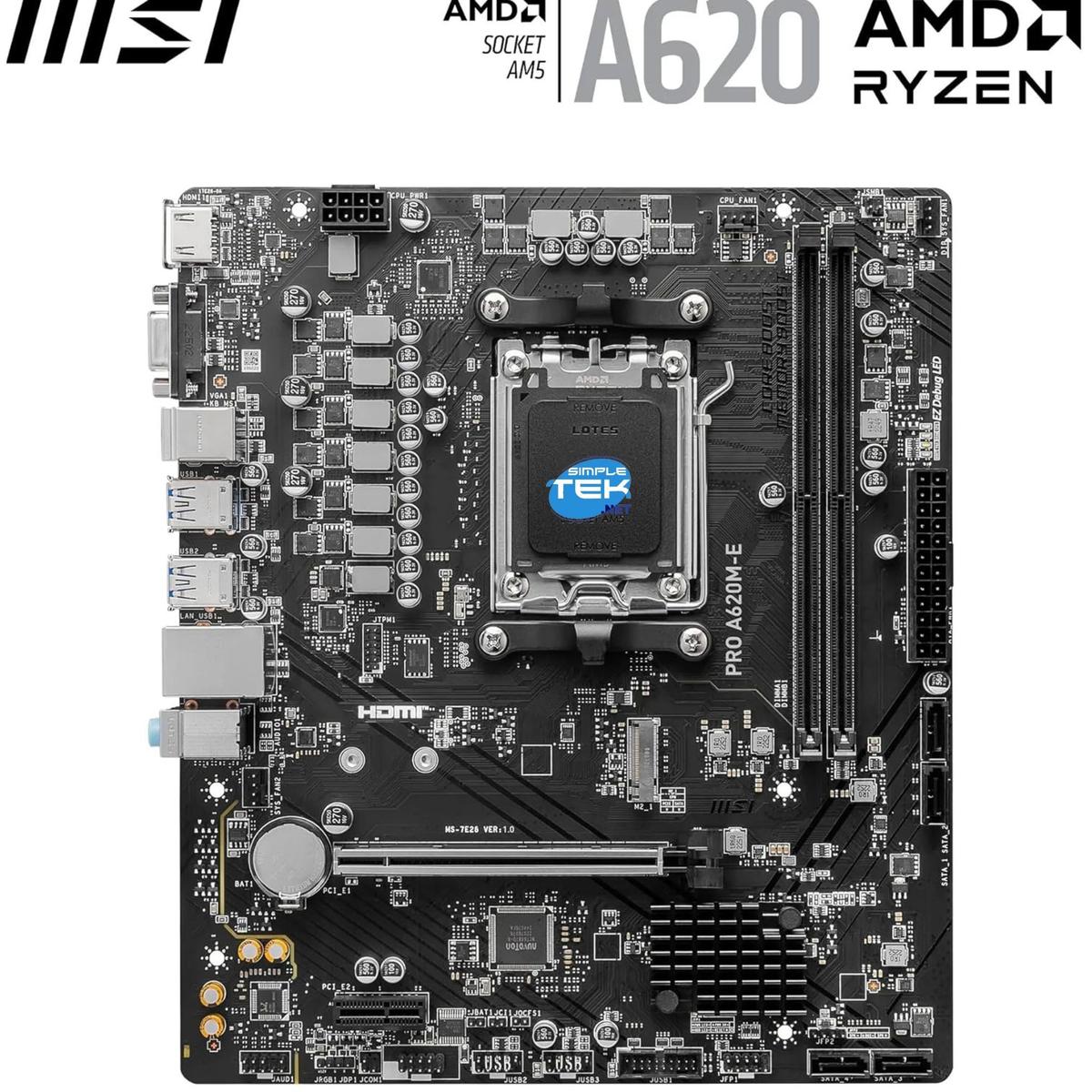 Msi Pro A620m-e Placa Base Micro-atx Am5 Ddr5 Gaming Ryzen 7 Recertificado - Imagen 3 de 6