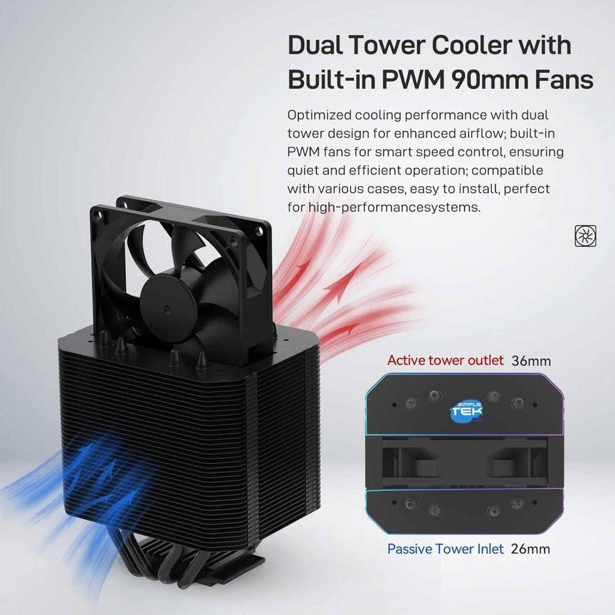 Dissipateur Processeur CPU Gaming Glacière RGB 9CM 180W Tdp 1851 1700 1200 - Photo 3/5
