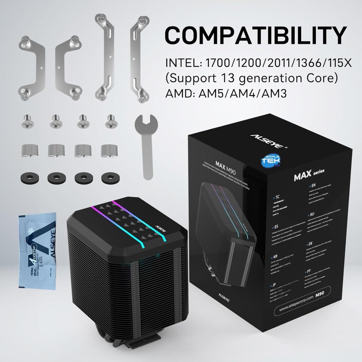 Dissipateur Processeur CPU Gaming Glacière RGB 9CM 180W Tdp 1851 1700 1200 - Photo 4/5