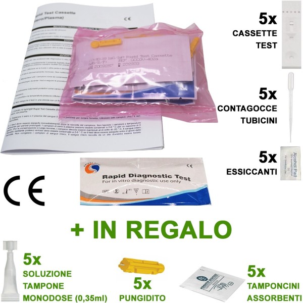 5 PEZZI KIT TEST RAPIDO SIEROLOGICO ORIENT GENE USO PROFESSIONALE SANGUE CE