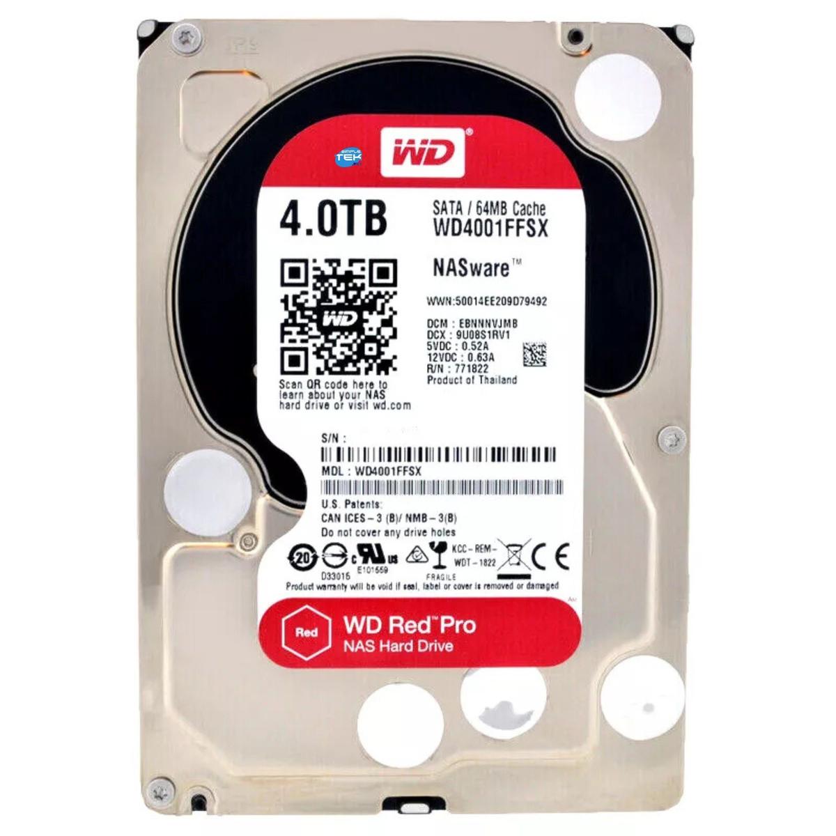 Western Digital WD Red Pro HDD 3.5" Internal 4TB 7200 RPM 64 MB SATA III - Picture 1 of 5