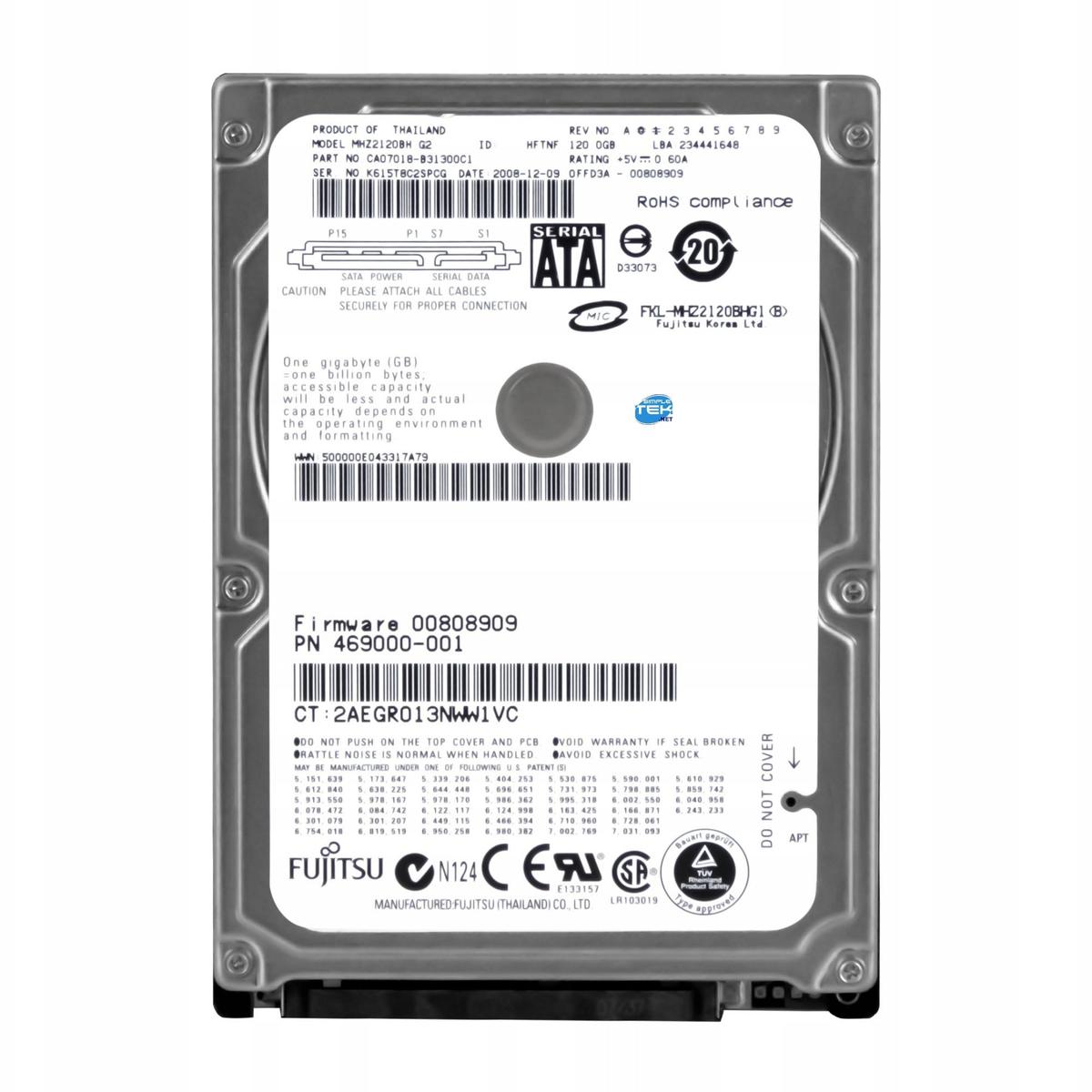 Fujitsu Mhz2120bh Hard Disk 120Gb Hdd 2.5" Sata 5400Rpm Refurbished Drive - Picture 1 of 5