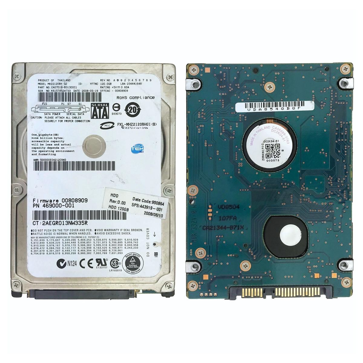 Fujitsu Mhz2120bh Hard Disk 120Gb Hdd 2.5" Sata 5400Rpm Refurbished Drive - Picture 5 of 5