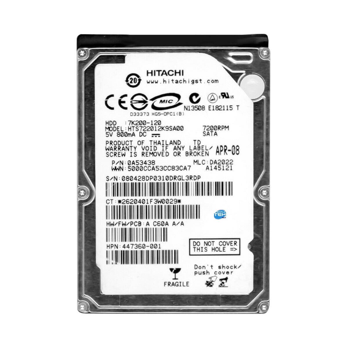 HITACHI Hard Disk 120gb HDD 2,5 " SATA 7200rpm Window Refurbished - Picture 1 of 5