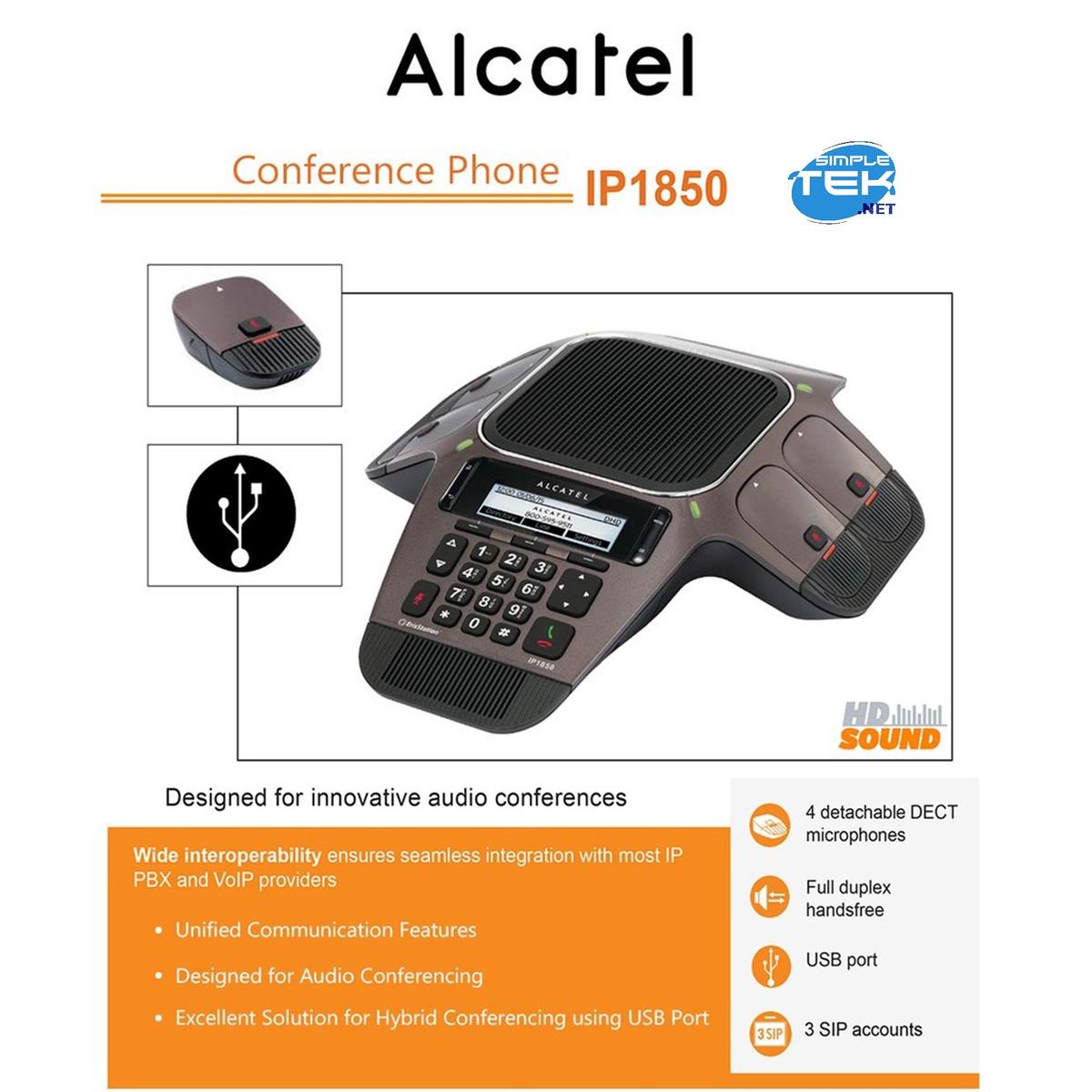 Alcatel Conference IP1850 Phone Fixed Audioconferenze Sip IP Phone Voip - Picture 5 of 5
