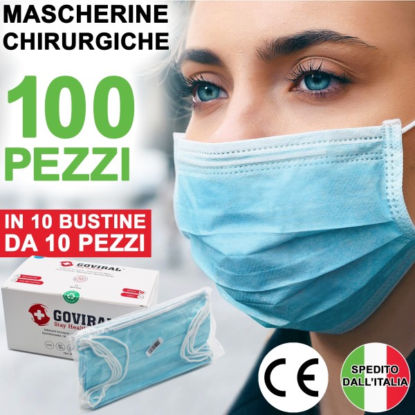 100 MASCHERINE CHIRURGICHE MASCHERINA CHIRURGICA CERTIFICATA FFP1 AZZURRA FFP2