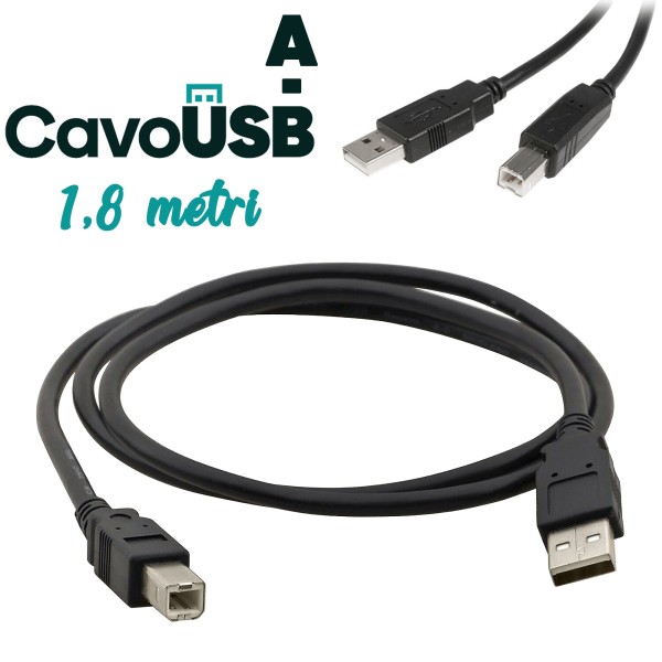 CAVO USB AB A-B A/B PER STAMPANTI TERMICHE PC COMPUTER MONITOR HUB USB 1,8MT