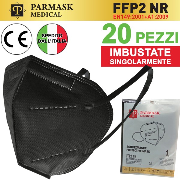 MASCHERINE FFP2 NERE MEDICALI SINGOLE CE 2841 CERTIFICAZIONE MASCHERINA