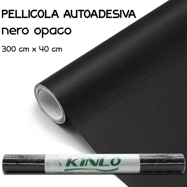 PELLICOLA AUTOADESIVA 40 X 300 CM NERO OPACO NERA SPESSORE 0,4MM PER NOTEBOOK