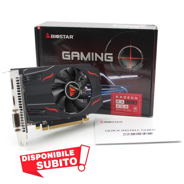 SCHEDA VIDEO BIOSTAR RADEON RX550 VA5505RF41 4GB DDR5 GAMING AMD DVI/DP/HDMI