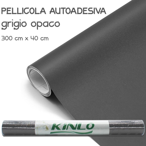 PELLICOLA AUTOADESIVA 40 X 300CM GRIGIO SCURO OPACO SPESSORE 0,4MM PER NOTEBOOK