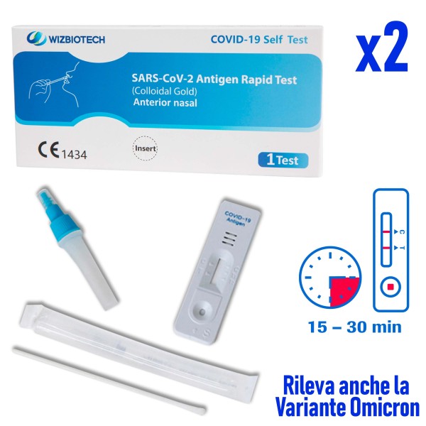 RAPID TEST ANTIGENICO NASALE NASOFARINGEO CASALINGO DOMESTICO RAPIDO OMICRON x2